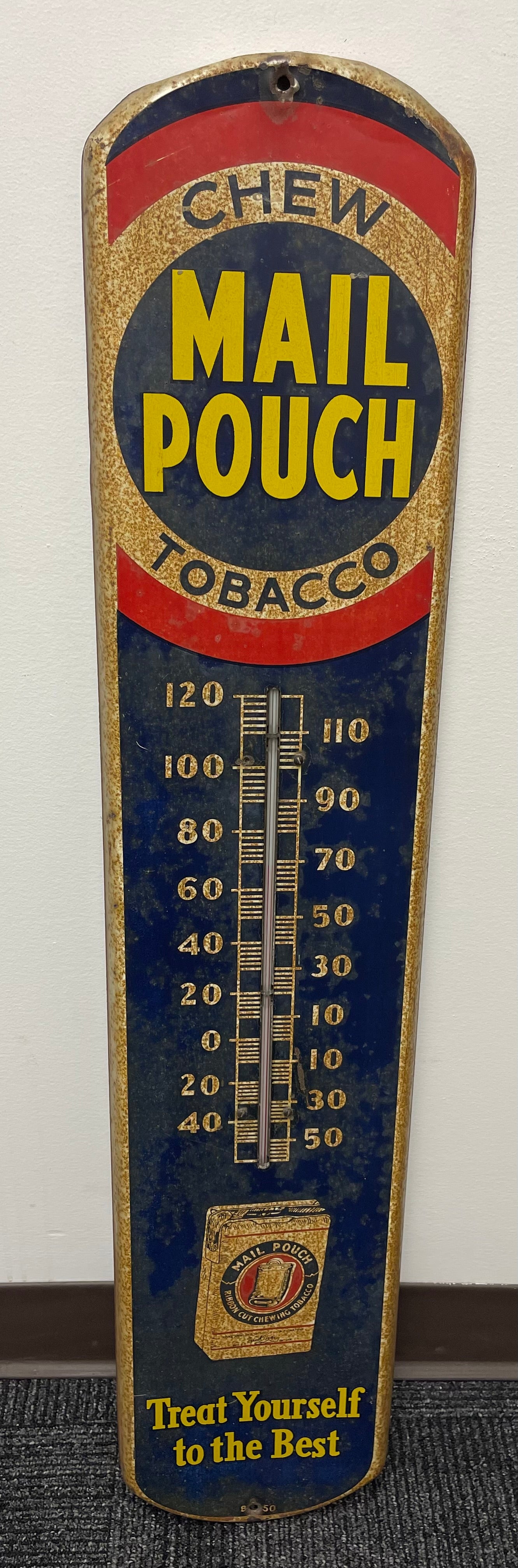 MAIL POUCH TOBACCO THERMOMETER METAL